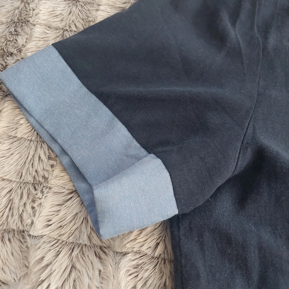 Shein short sleeve navy button‎ down xl